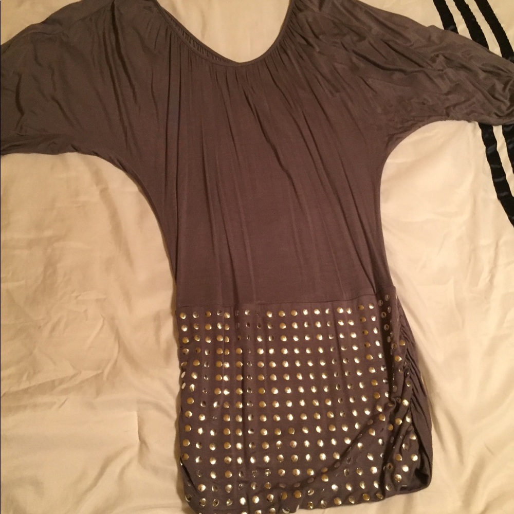 Gray knit dress with silver